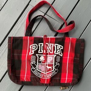 Pink Tote Bag. Flannel and cotton.